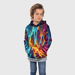 Толстовка-худи детская Neon metropolis - vaporwave, цвет: 3D-меланж — фото 2