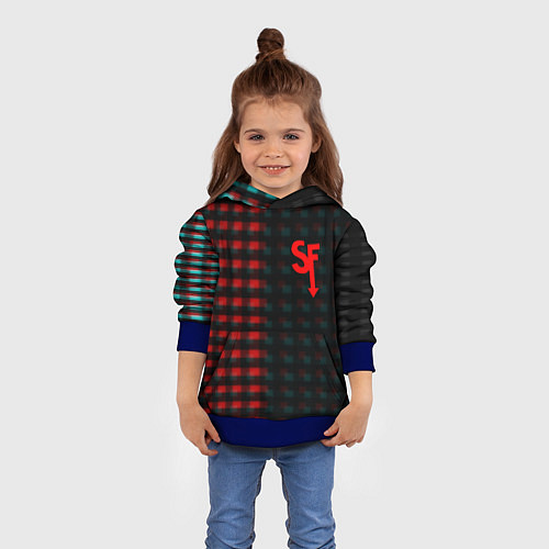 Детская толстовка Sally face текстура глитч / 3D-Синий – фото 4