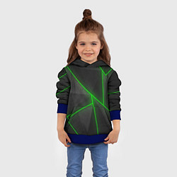 Толстовка-худи детская Лучи неон абстракция, цвет: 3D-синий — фото 2