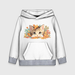 Детская толстовка Котёнок в листьях