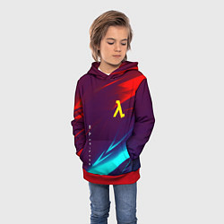 Толстовка-худи детская Half life stripes neon, цвет: 3D-красный — фото 2