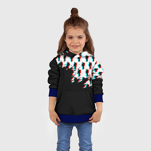 Детская толстовка Billie Eilish pattern glitch / 3D-Синий – фото 4