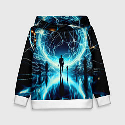 Детская толстовка Человек и неоновая планета - нейроарт