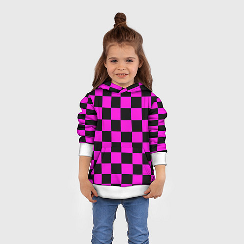 Детская толстовка Эмо шахматная клетка - неформальная мода / 3D-Белый – фото 4