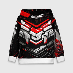 Детская толстовка Красно-белая агрессивная абстракция на чёрном фоне