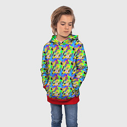 Толстовка-худи детская Треугольники голографический эффект - паттерн, цвет: 3D-красный — фото 2