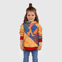 Толстовка-худи детская Half life hexagon steel, цвет: 3D-красный — фото 2