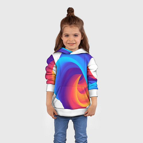 Детская толстовка Неоновые волны абстракция / 3D-Белый – фото 4