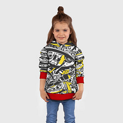 Толстовка-худи детская Черно-желтый орнамент, цвет: 3D-красный — фото 2