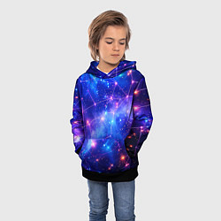 Толстовка-худи детская Неоновые созвездия космоса, цвет: 3D-черный — фото 2
