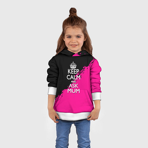 Детская толстовка Keep calm ask mum / 3D-Белый – фото 4