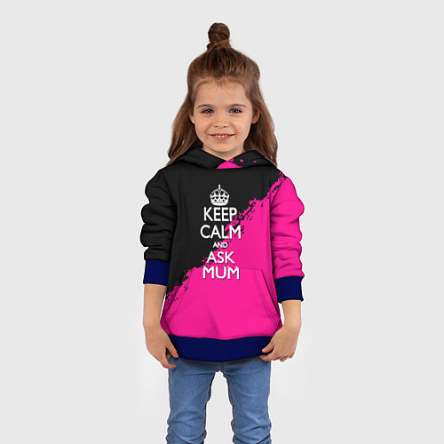 Детская толстовка Keep calm ask mum / 3D-Синий – фото 4