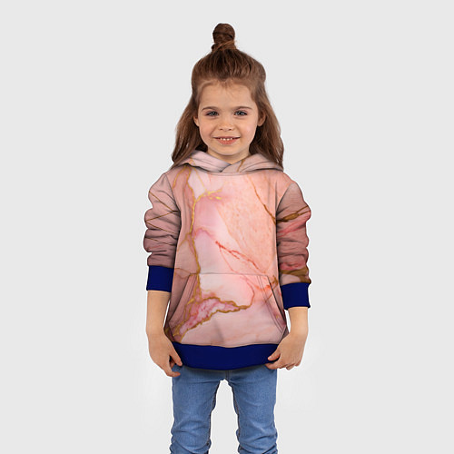 Детская толстовка Текстура розового мрамора с золотом / 3D-Синий – фото 4