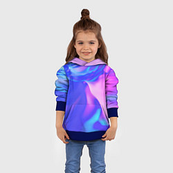 Толстовка-худи детская Неоновая текстура абстракция, цвет: 3D-синий — фото 2