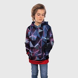 Толстовка-худи детская Неоновые геометрические плиты, цвет: 3D-красный — фото 2
