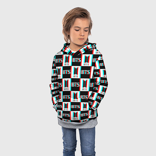 Детская толстовка BTS glitch pattern / 3D-Меланж – фото 3