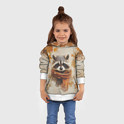 Толстовка-худи детская Осенний енот, цвет: 3D-белый — фото 2