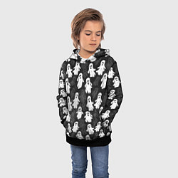 Толстовка-худи детская Паттерн с призраками, цвет: 3D-черный — фото 2