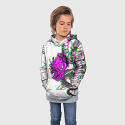 Толстовка-худи детская Cyberpunk neon dragon, цвет: 3D-меланж — фото 2