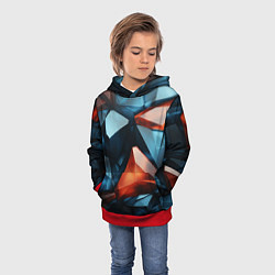 Толстовка-худи детская Синие и янтарные камни, цвет: 3D-красный — фото 2