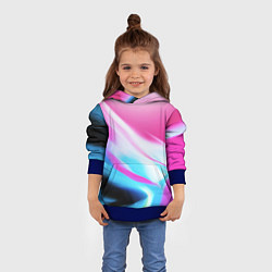 Толстовка-худи детская Неоновые краски градиент, цвет: 3D-синий — фото 2