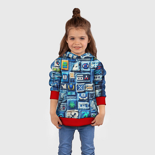 Детская толстовка Пэчворк с геймерскими знаками / 3D-Красный – фото 4