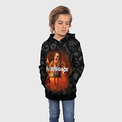 Толстовка-худи детская Привет сосед у камина, цвет: 3D-черный — фото 2