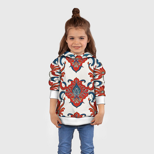 Детская толстовка Узор красно-синий на белом фоне / 3D-Белый – фото 4
