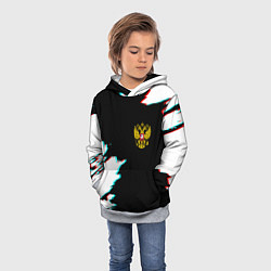Толстовка-худи детская Герб глитч краски, цвет: 3D-меланж — фото 2
