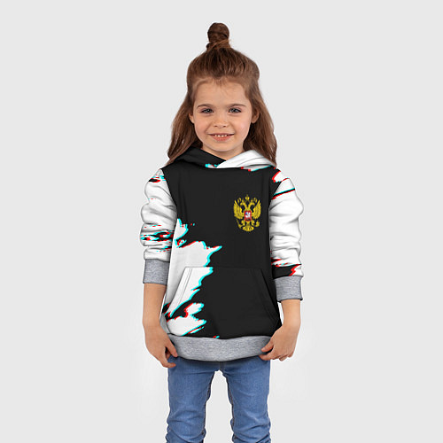 Детская толстовка Герб глитч краски / 3D-Меланж – фото 4