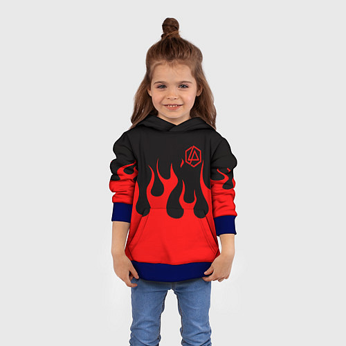 Детская толстовка Linkin park logo fire / 3D-Синий – фото 4