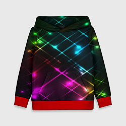 Толстовка-худи детская Неоновый свет абстракция, цвет: 3D-красный