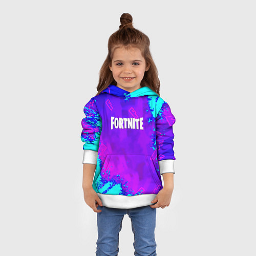 Детская толстовка Fortnite neon game / 3D-Белый – фото 4
