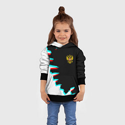 Толстовка-худи детская Герб текстура глитч, цвет: 3D-черный — фото 2