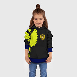 Толстовка-худи детская Герб РФ орёл, цвет: 3D-синий — фото 2