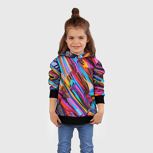 Детская толстовка Разноцветная фольга / 3D-Черный – фото 4