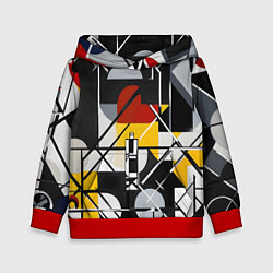 Толстовка-худи детская Конструктивизм абстракция, цвет: 3D-красный