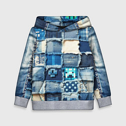 Толстовка-худи детская Пэчворк из Minecraft, цвет: 3D-меланж