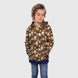 Толстовка-худи детская Черепа и цветы - паттерн, цвет: 3D-синий — фото 2