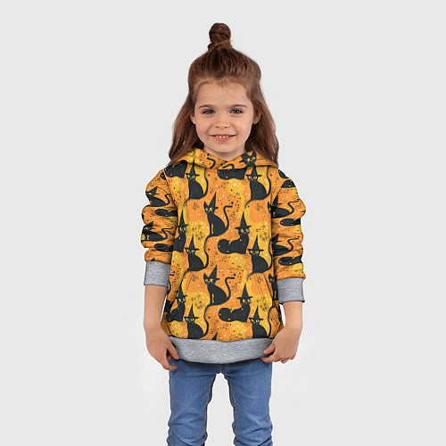 Детская толстовка Кошки в шляпах - паттерн / 3D-Меланж – фото 4