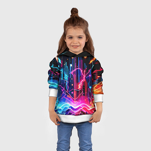 Детская толстовка Neon fantasy - ai art / 3D-Белый – фото 4