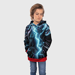 Толстовка-худи детская Разряд молнии - неоновое свечение, цвет: 3D-красный — фото 2