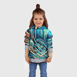 Толстовка-худи детская Абстрактный урбанистический пейзаж - нейроарт, цвет: 3D-меланж — фото 2