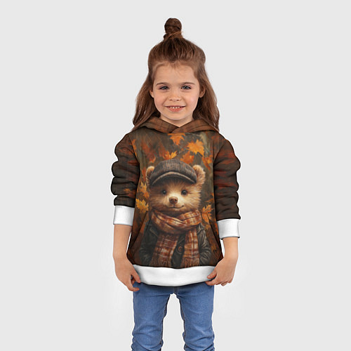 Детская толстовка Медвежонок в кепке и шарфе / 3D-Белый – фото 4