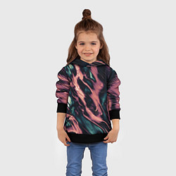 Толстовка-худи детская Абстракция тёмный бирюзово-розовый, цвет: 3D-черный — фото 2