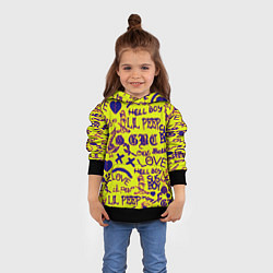 Толстовка-худи детская Lil peep rap pattern, цвет: 3D-черный — фото 2
