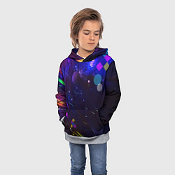 Толстовка-худи детская Космическая геометрия, цвет: 3D-меланж — фото 2