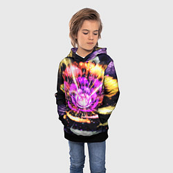 Толстовка-худи детская Оптический узор цветок, цвет: 3D-черный — фото 2