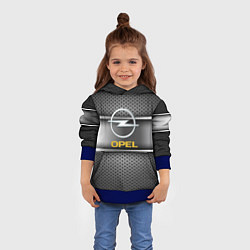 Толстовка-худи детская Opel carbon metal steel, цвет: 3D-синий — фото 2
