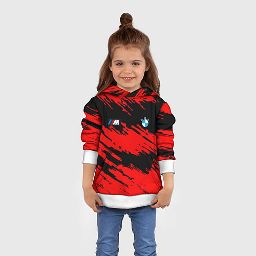 Детская толстовка BMW красные краски текстура / 3D-Белый – фото 4